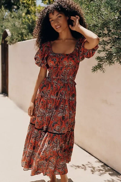 Ro's Garden Percy 100% Cotton Midi Dress In Multi