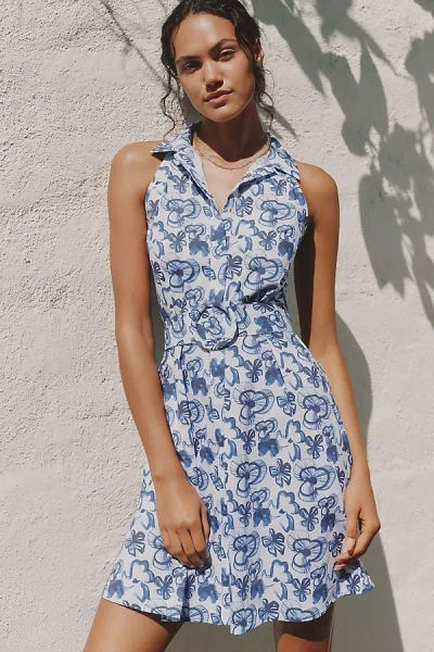 Ro's Garden Regina Collared Mini Dress In Blue