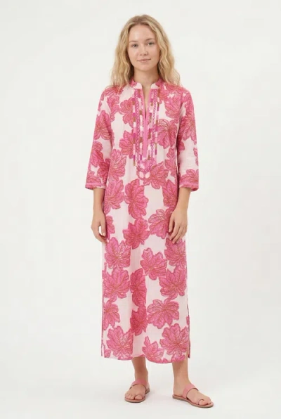 Ro's Garden Crispy Cotton Clorinda Long Kurta In Pink