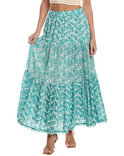 Ro's Garden Frilly Midi Skirt In Blue