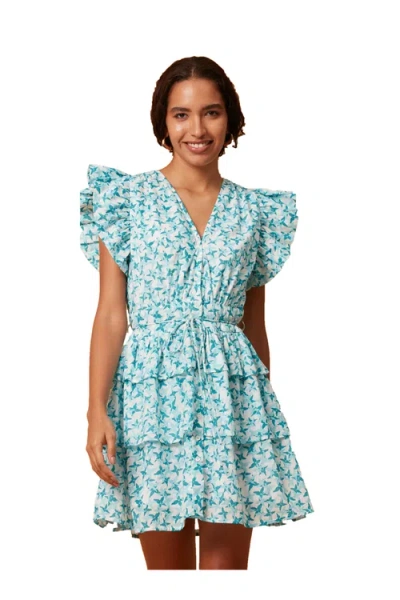 Ro's Garden Hunan Short Dress In Blue