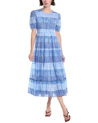 Ro's Garden Printed Midi Dress In Blue