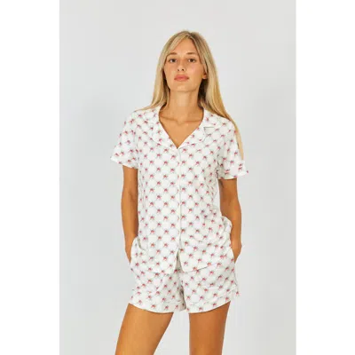 Ro's Garden Short Pajama Set In White