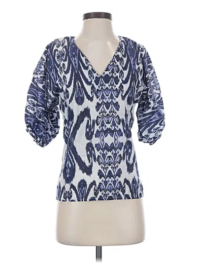 Pre-owned Ro's Garden Short Sleeve Blouse In Blue