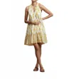 Ro's Garden Sophie V-neck Short Dress In Yellow Eze In Multi