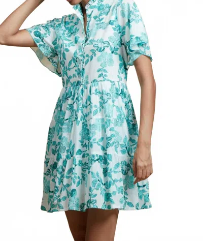 Ro's Garden Vibeka Short Mini Dress In Aqua In Blue