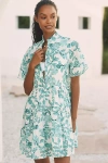 Ro's Garden Vibeka Short-sleeve Mini Dress In Blue