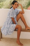 Ro's Garden Vibeka Short-sleeve Mini Dress In Blue
