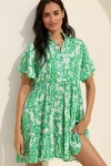 Ro's Garden Vibeka Short-sleeve Mini Dress In Multicolor