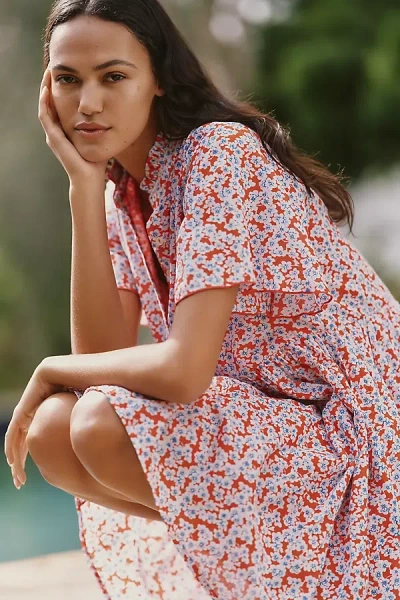 Ro's Garden Vibeka Short-sleeve Mini Dress In Multi