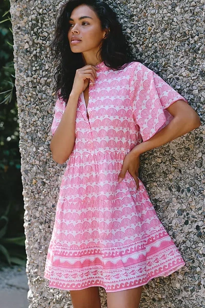 Ro's Garden Vibeka Short-sleeve Mini Dress In Multi