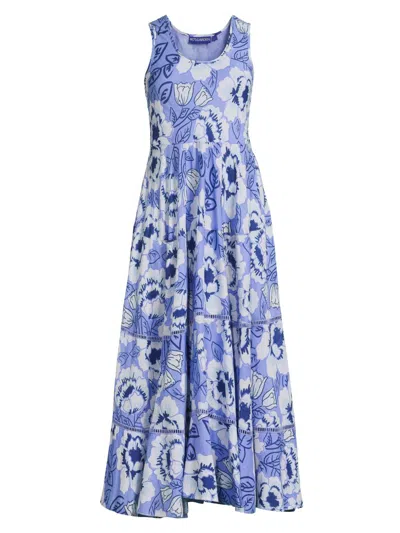 Ro's Garden Women's Cairo Floral Cotton Maxi Dress In Blue