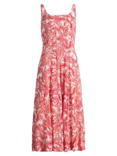 Ro's Garden Women's Camillie Floral Cotton Midi-dress In Red
