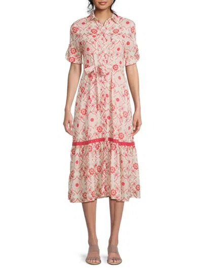 Ro's Garden Women's Carmel Cotton Floral Shirtdress In Multi