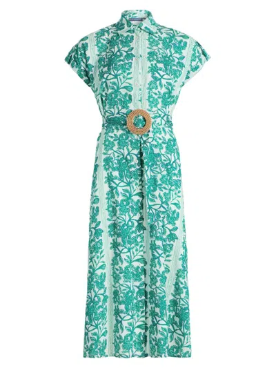 Ro's Garden Women's Catherine Floral Cotton Midi-dress In Green