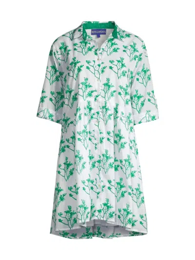 Ro's Garden Women's Deauville Printed Cotton Mini Shirtdress In Green Katano