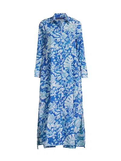 Ro's Garden Women's Farrah Printed Long Tunic-style Dress In Blue