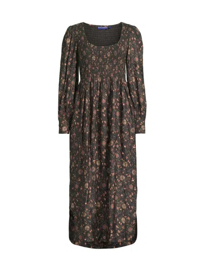 Ro's Garden Women's Iceland Smocked Cool Midi-dress In Black