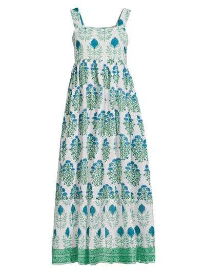 Ro's Garden Women's Lily Floral Cotton Midi-dress In Green