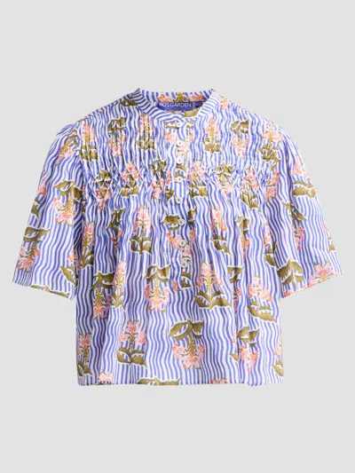 Ro's Garden Women's Loretta Floral Striped Cotton Top