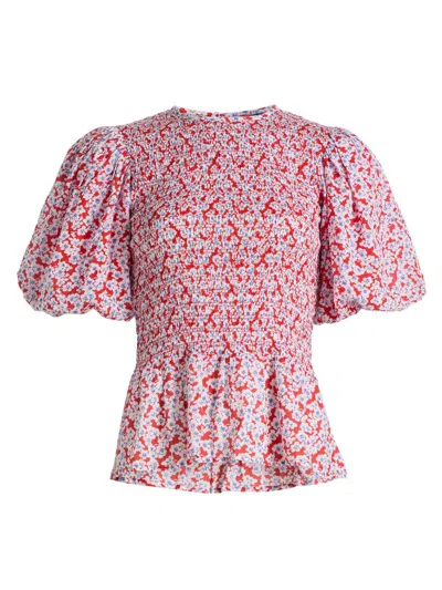 Ro's Garden Women's Luz Floral Cotton Peplum Top In Pink