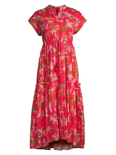 Ro's Garden Women's Mumi Cotton Midi-dress In Red Bombay