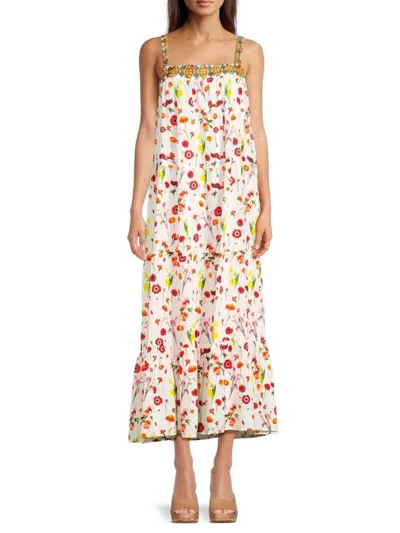 Ro's Garden Women's Natasha Floral Cotton Tiered Maxi Dress In Multi