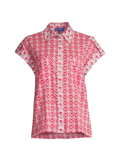 Ro's Garden Women's Netherlands Bi-printed Cotton Shirt In Pink Bangalore