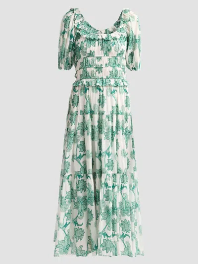Ro's Garden Women's Percy Floral Cotton Tiered Midi Dress
