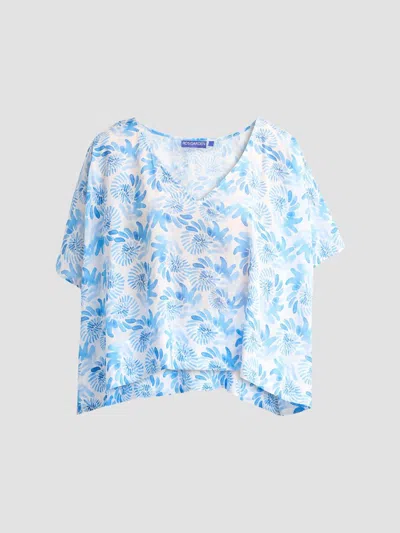 Ro's Garden Women's Salem Floral Cotton Top In Blue