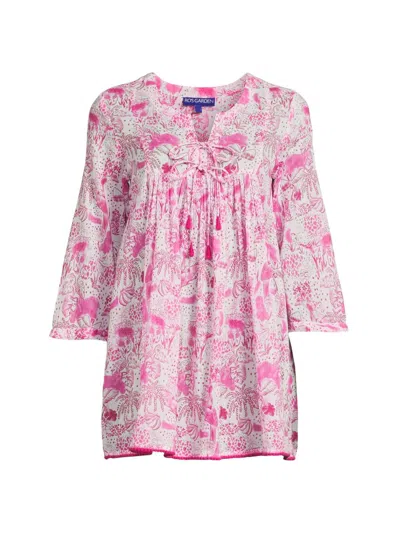 Ro's Garden Women's Seychelles Floral Cotton Tunic In Pink