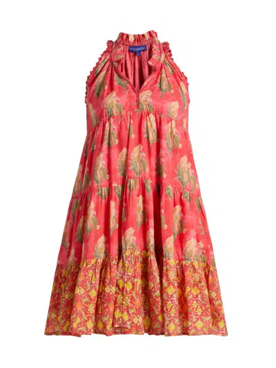 Ro's Garden Women's Sofie Tiered Floral Cotton Minidress In Pink