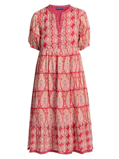Ro's Garden Women's Sylvia Paisley Cotton Midi-dress In Red