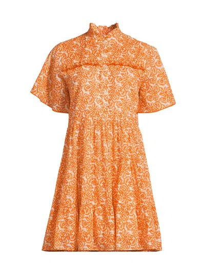 Ro's Garden Women's Vibeka Floral Cotton A-line Minidress In Orange