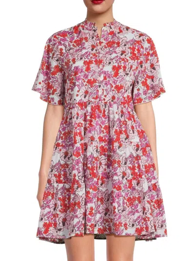 Ro's Garden Women's Vibeka Floral Cotton Minidress In Pink