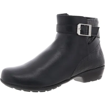 Ros Hommerson Ellis Womens Animal Print Leather Booties In Black