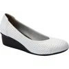 Ros Hommerson Evelyn Perforated Wedge Pump In White Leather