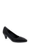 Ros Hommerson Karat Womens Snake Print Metallic Dress Pumps In Black Croc Leather