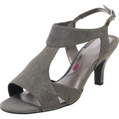 Ros Hommerson Lucky Womens Glitter T-strap Heel Sandals In Silver