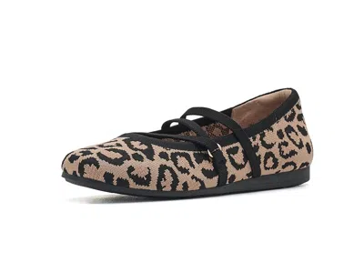 Ros Hommerson Nicolette Women's Flat Shoes Tan/black Leopard: 12 W (d), Polyester In Animal Print