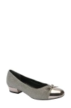 Ros Hommerson Tawnie Bow Cap Toe Pump In Silver Glitter