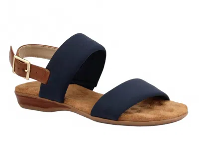 Ros Hommerson Women's Cabana Fabric Luggage Atanado Leather In Navy Blue