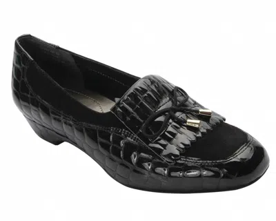 Ros Hommerson Women's Teresa Leather Loafer In Black Croco