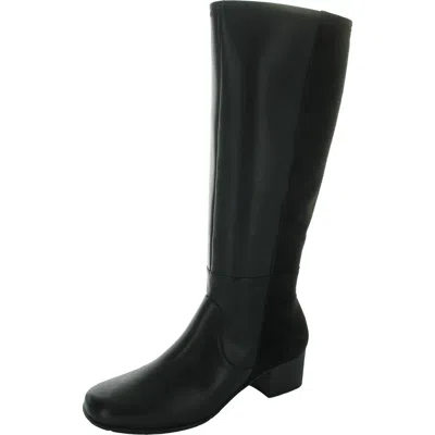 Ros Hommerson Womens Zipper Leather Knee-high Boots In Black