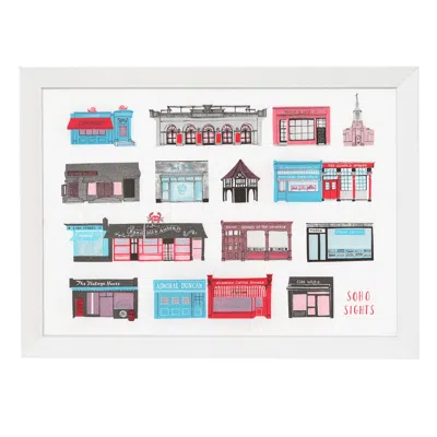 Rosa & Clara Designs Blue / Black / Red Soho Sights Risograph Print In Blue/black/red