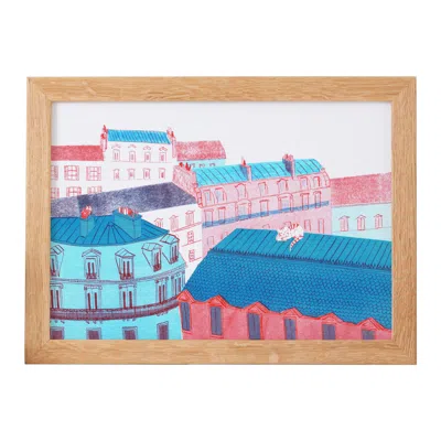 Rosa & Clara Designs Blue / Red Parisian Paws Risograph Print In Multi