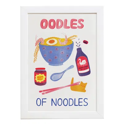 Rosa & Clara Designs Blue / Red / Yellow Oodles Of Noodles Risograph Print In Multi