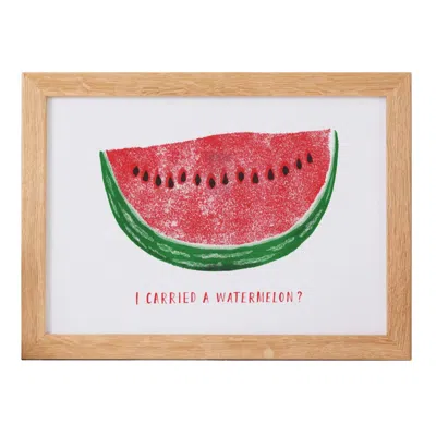 Rosa & Clara Designs Green / Black / Red I Carried A Watermelon Risograph Print In Green/black/red