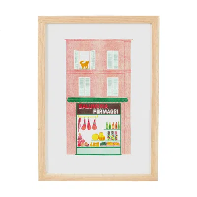 Rosa & Clara Designs Orange / Green / Red Bologna Deli Risograph Print In Multi