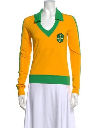 Pre-owned Rosa Cha V-neck Long Sleeve Polo In Yellow